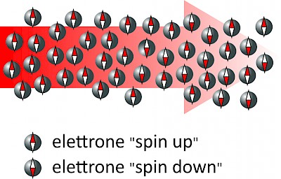 Decaying spin current. Credit: Polimi