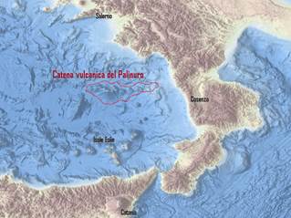 Ubicazione della catena vulcanica del Palinuro